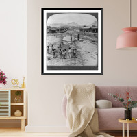 Washing and bathing in the filthy stream, carrying off the city's sewage, looking N.W., Seoul, Korea, Antique Wall Art