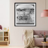 Washing and bathing in the filthy stream, carrying off the city's sewage, looking N.W., Seoul, Korea - 2, Antique Poster