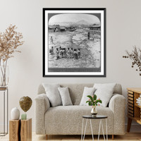 Washing and bathing in the filthy stream, carrying off the city's sewage, looking N.W., Seoul, Korea - 2, Antique Poster
