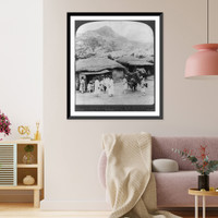 Historic Framed Print, Village gossip in a suburb of Seoul - looking N.W., on road leading to Pekin Pass, Korea,  17-7/8" x 21-7/8"