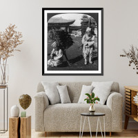 Historic Framed Print, Korean charcoal carriers,  17-7/8" x 21-7/8"