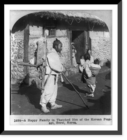 Historic Framed Print, A happy family in thatched hut of the Korean peasant, Seoul, Korea,  17-7/8" x 21-7/8"