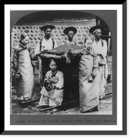Women of Chosen (Korea) with coach sedan chair and bearers, Vintage Print