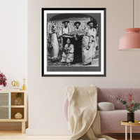 Women of Chosen (Korea) with coach sedan chair and bearers, Vintage Print