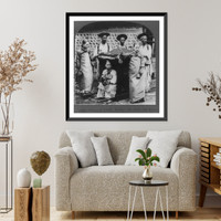 Women of Chosen (Korea) with coach sedan chair and bearers, Vintage Print