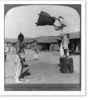 Primitive life in the Hermit Kingdom" - winnowing barley in the streets of Chemulpo, Korea", Vintage Print