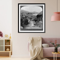 Historic Framed Print, Looking N.W. along a street in the native (old) Fusan,. Korea - 2,  17-7/8" x 21-7/8"