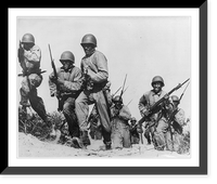 African American soldiers charging with fixed bayonets. Great Lakes Naval Training Center, Ill, Antique Poster