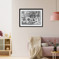 Map of Mexico City and enviorns, showign some buildings.Samuel Estradanus sculptist, Didac Cisneros inventor, Antique Poster