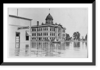 Rosebud County Court House, Forsyth, Mont., surrounded by flood waters; people in canoe, Antique Poster