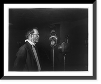 Historic Framed Print, [Farmer who participated in broadcast of anonymous drought victims over the Columbia System, Saturday, Jan. 30, 1931, Little Rock, Ark., Station KLRA [at microphone],  17-7/8" x 21-7/8"