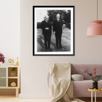 Judge John Barton Payne, Chairman of the American Red Cross, and Pres. Herbert Hoover standing full lgth., on lawn on the White House, Antique Wall Art