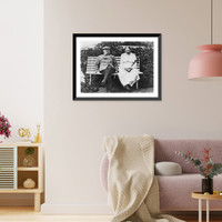 Vladimir Il'ich Lenin and N.K. Krupskaya in the garden at Gorki, seated on bench Classic, Vintage Print