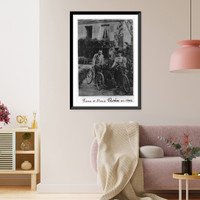 Historic Framed Print, Pierre et Marie Curie en 1906 [with bicycles],  17-7/8" x 21-7/8"