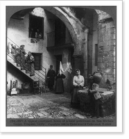 Historic Framed Print, A typical courtyard, home of a local policeman on San Michele Street, Trapani, Sicily,  17-7/8" x 21-7/8"