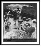 Russian peasants making brick by hand, Warsaw, Poland, Vintage Poster