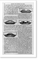 Illus. of shore-to-ship life-saving cable cars: 4 cutaway views of Life-Car, Antique Poster