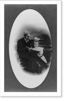 William Henry Werner, full-length portrait, seated, looking at a book with his grand daughter, Antique Print