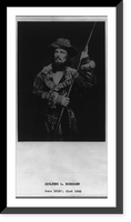 Historic Framed Print, [Adolphus Lewis Heermann, three-quarter length portrait, holding rifle, wearing buckskin coat and hat],  17-7/8" x 21-7/8"