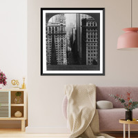 From Empire Building, looking north on Broadway past Trinity Church, New York City, Vintage Poster