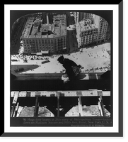 Huge floor beams at 35th story of Metropolitan Tower - looking down on Madison Square and Fifth Ave. Hotel, New York, U.S.A, Antique Wall Art