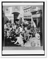 Working people at market, Postigo del Aceite, Seville, Spain, Antique Wall Art