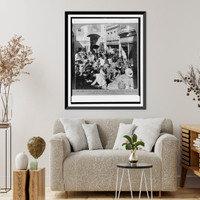 Working people at market, Postigo del Aceite, Seville, Spain, Antique Wall Art