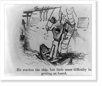 Historic Framed Print, [Caricature of sea-sick passenger]: He reaches the ship, ...,  17-7/8" x 21-7/8"