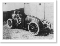 The famous French automobilist Sisz in his facing machine, Antique Poster