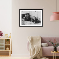 The famous French automobilist Sisz in his facing machine, Antique Poster