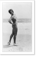 Historic Framed Print, [Woman posed in bathing suit],  17-7/8" x 21-7/8"