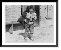 Siberia, 1918 - Armenian boy moving his family's bedding into Red Cross barracks, Antique Print