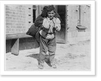 Siberia, 1918 - Armenian boy moving his family's bedding into Red Cross barracks, Antique Print