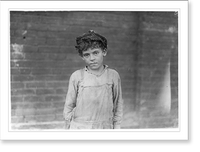 One of the young doffers working in Pell City Cotton Mill. Superintendent of mill is also Mayor of Pell City. Location: Pell City, Alabama. Classic, Vintage Wall Art