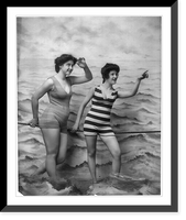Historic Framed Print, [2 women in bathing suits],  17-7/8" x 21-7/8"