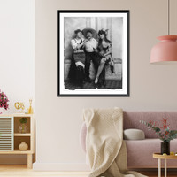 Man seated between 2 flirtatious women, Antique Poster