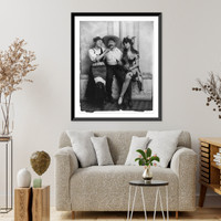 Man seated between 2 flirtatious women, Antique Poster