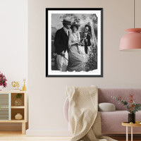 Historic Framed Print, [Woman between 2 admirers],  17-7/8" x 21-7/8"