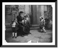 Historic Framed Print, [Bearded man and 2 children with cello & violin and small girl dancing],  17-7/8" x 21-7/8"