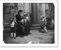Historic Framed Print, [Bearded man and 2 children with cello & violin and small girl dancing],  17-7/8" x 21-7/8"