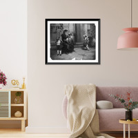 Historic Framed Print, [Bearded man and 2 children with cello & violin and small girl dancing],  17-7/8" x 21-7/8"