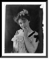 Historic Framed Print, [Young woman, half lgth., with flowers in her hair, holding left hand to chin],  17-7/8" x 21-7/8"