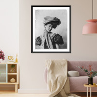 Young woman modeling: Half lgth., 2 long pieces of material draped from hat over body, Antique Wall Art