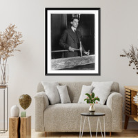Interior Secretary gets first spike form Boulder Dam construction scene, Vintage Wall Art
