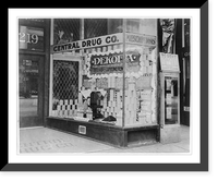 Window display of the Central Drug Co. in Detroit, Mich. featuring Dekofa, a decaffeinated coffee distributed by Merck & Co, Historic Reproduction