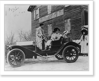 1909 Hudson and 4 people in front of Franklin Cider Mill, Franklin Village, near Detroit, Michigan. Posed by models, Vintage Poster