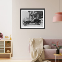 1909 Hudson and 4 people in front of Franklin Cider Mill, Franklin Village, near Detroit, Michigan. Posed by models, Vintage Poster