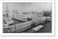 Historic Framed Print, Fall River steamboat pier, New York,  17-7/8" x 21-7/8"