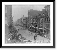 Historic Framed Print, [Funeral of Pres. Grant, New York City: groups of men marching in backgrd.; 3 men in light pole in foregrd.],  17-7/8" x 21-7/8"