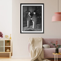 Historic Framed Print, [Erhard Milch shaking G&ouml;ring's hand during birthday celebration],  17-7/8" x 21-7/8"